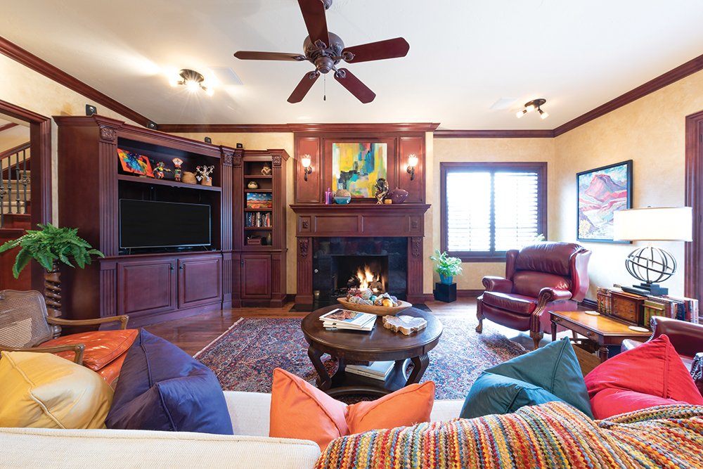 The Pryors have recently resolved to add more color to their lives, and have begun a well-curated collection of art. Many of their pieces are bold landscapes of vistas in and around the Santa Fe and Taos areas of New Mexico, a part of the country they both love.