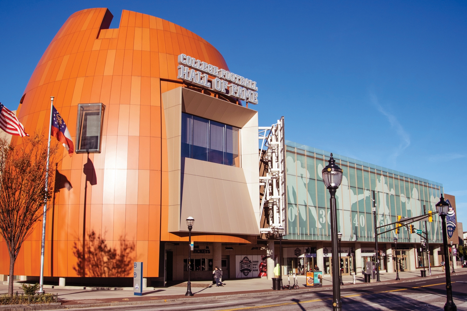 Look for the giant football at the College Football Hall of Fame. Photo courtesy CFHof