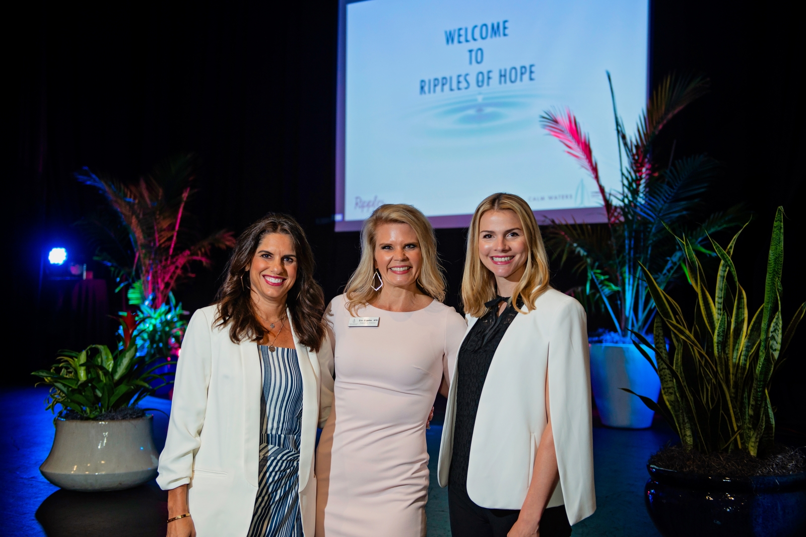Elizabeth Clinton, Calm Waters Executive Director Erin Engelke, Shannon Presti