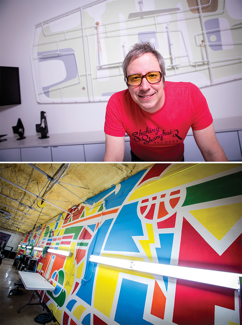 (left) Matt Goad (right) Entire walls are works of art at Lettering Express on Reno Avenue.