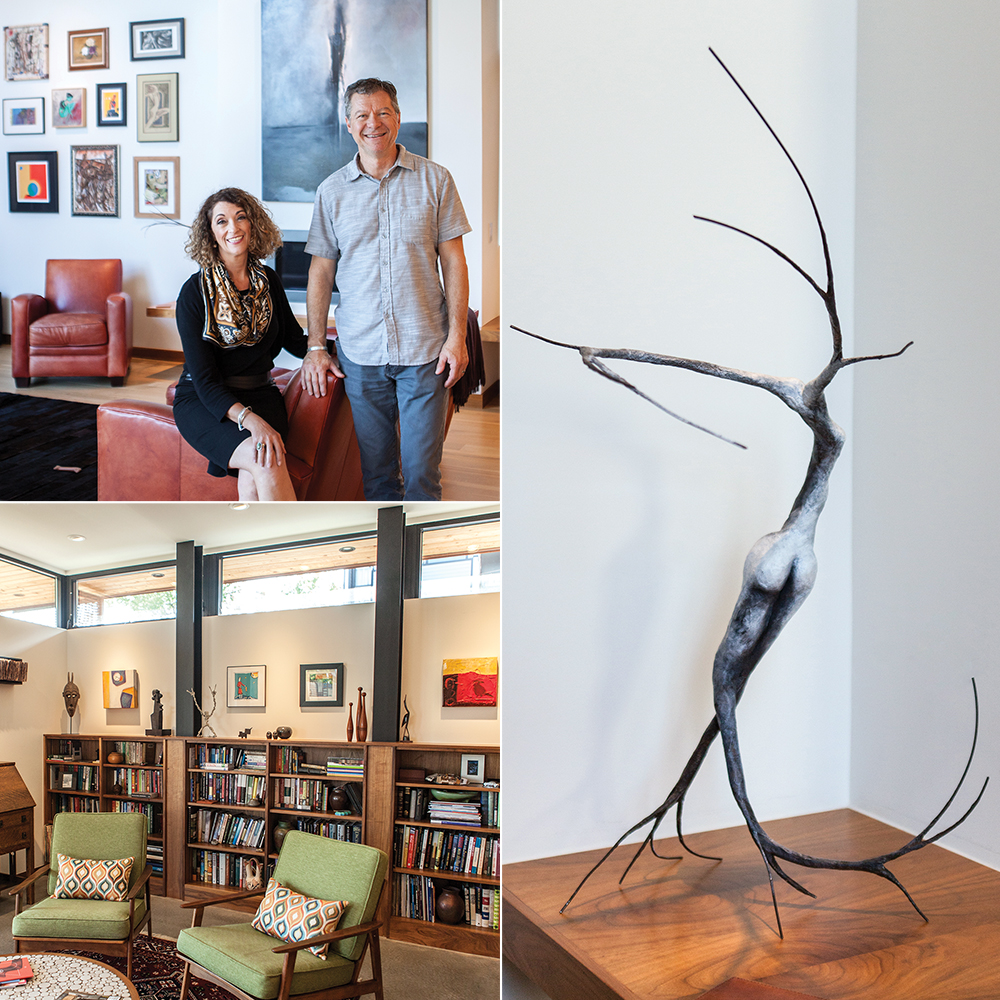 Lea and Mike Morgan (left) "Pale Queen" by Nathan Lee, from the Morgan collection (right)