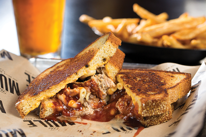 Seriously sumptuous comfort food in the form of The Mule’s Macaroni Pony sandwich