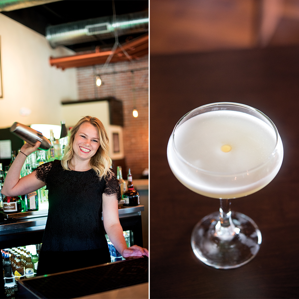 Pub W bartender Aliza Jensen mixes up a Sun Tzu, whose flavors of ginger and lemon are given aromatic enhancement by a drop of sesame oil.