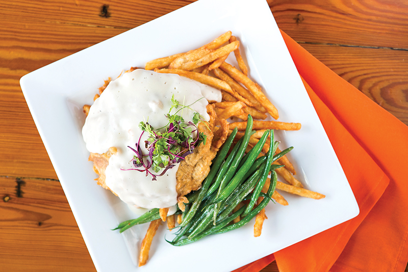 The chicken-fried Portobello from Picasso’s easily passes the eye test and is filled with flavor, too.