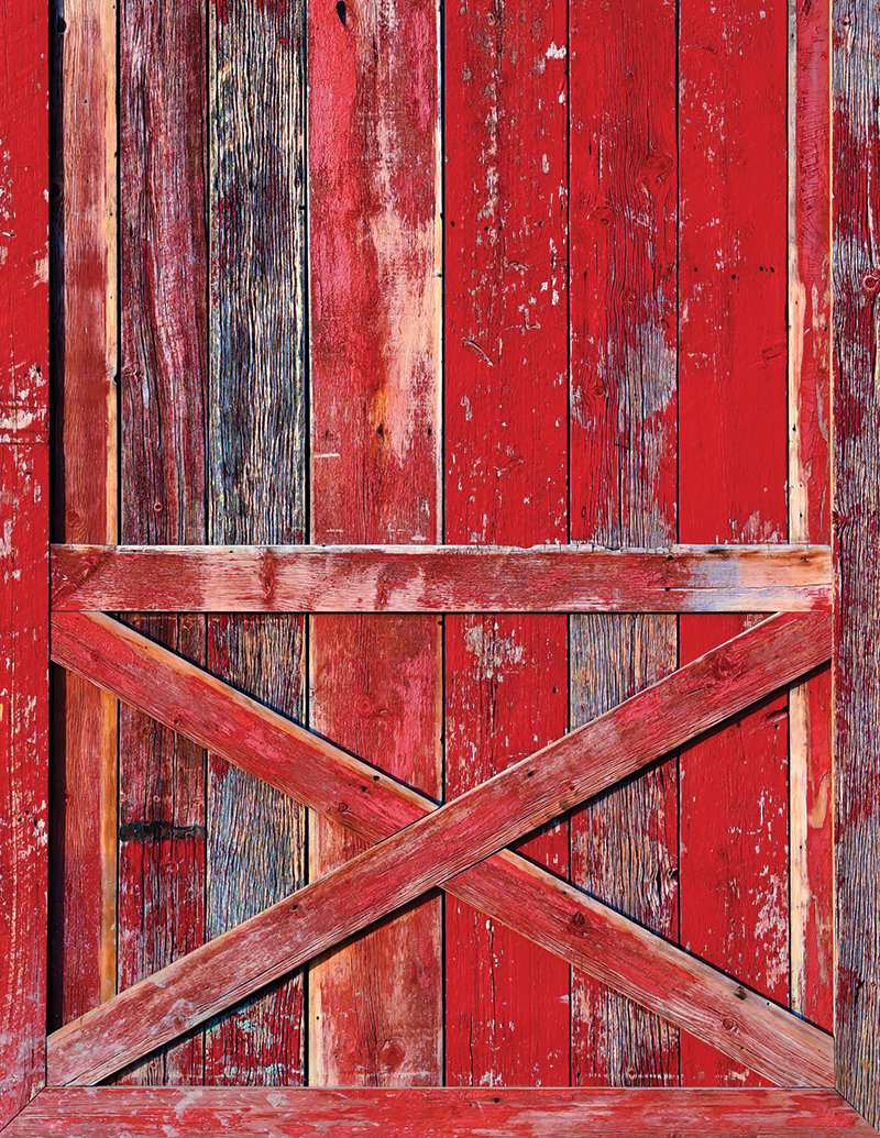 Vintage wood from old barn doors, given new purpose as the main entrance to Urban Farmhouse Designs