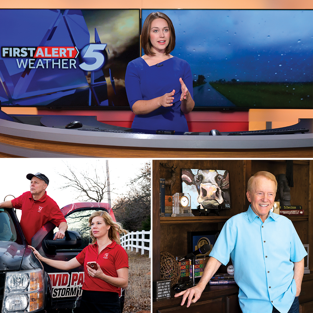(clockwise from top) Shelby Hays, Gary England, Val and Amy Castor