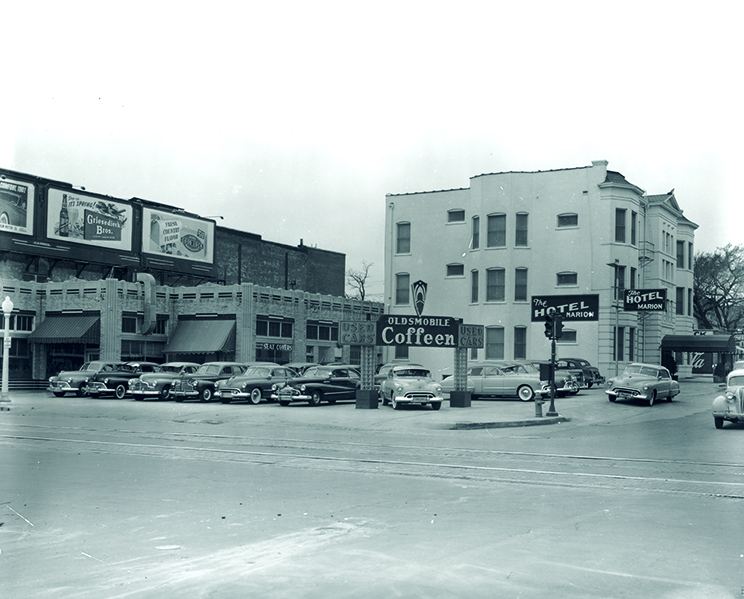 The Hotel Marion in its original heyday (left); The historic hotel, (previous page) now a beautiful set of apartments, is filled with light and life once more.