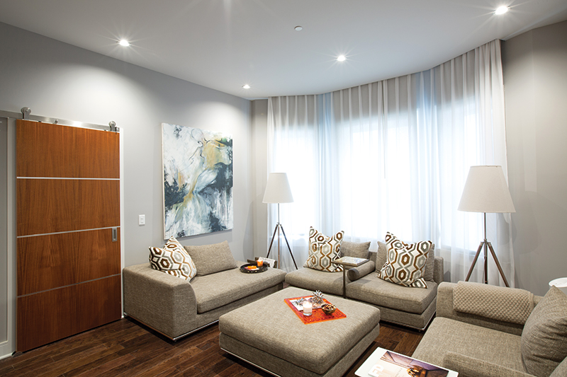 This sleek, well-lit and tastefully decorated space is home to an urban professional