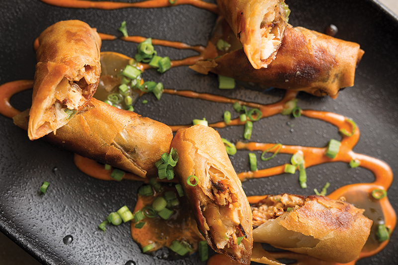 a plate of zesty Egg Rolls.