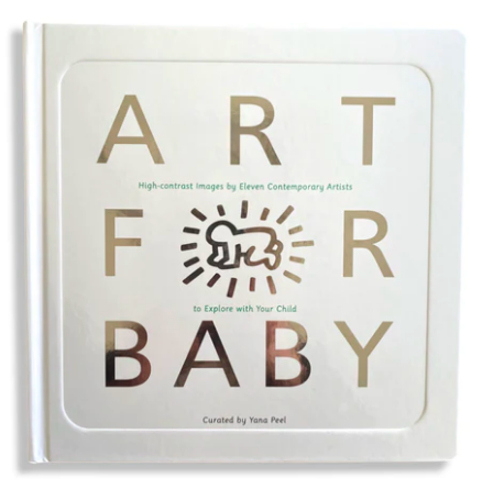 A small book with a Keith Haring illustration that reads "Art for Baby."