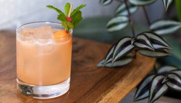 The Melon Ball Z cocktail from Palo Santo in Oklahoma City, made with pisco, cantaloupe, Chareau, lemon, bitters and mezcal.