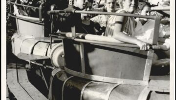 old picture of a ride in an amusement park