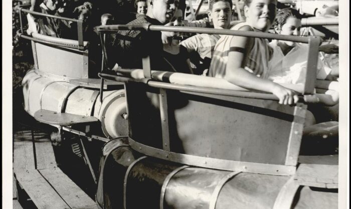 old picture of a ride in an amusement park