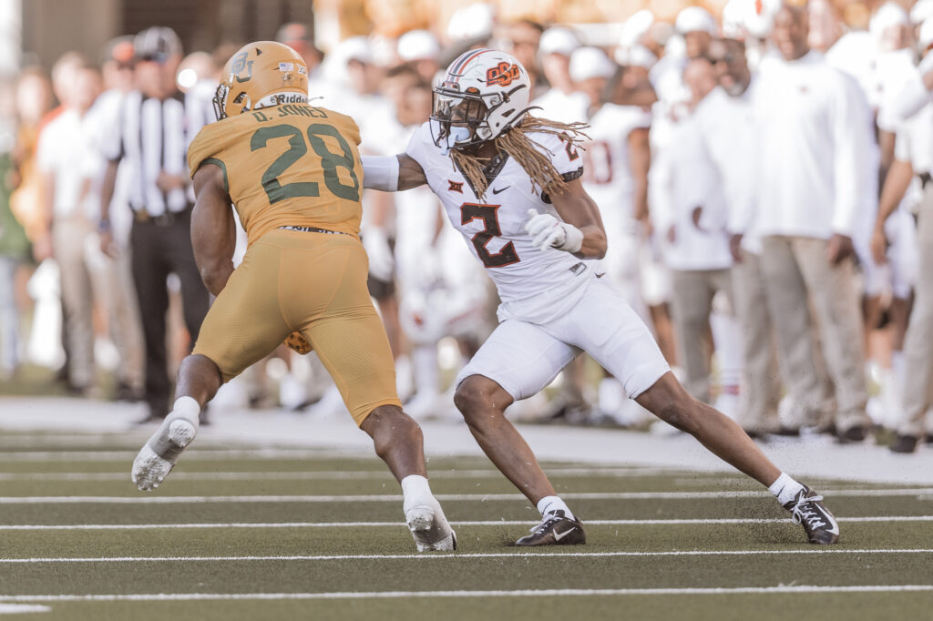 Senior OSU cornerback Korie Black tries to tackle a receiver.