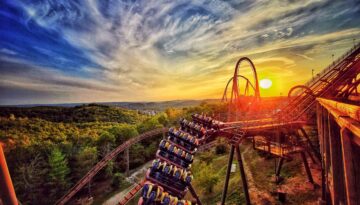 Silver Dollar City Wildfire Sunset in Branson.