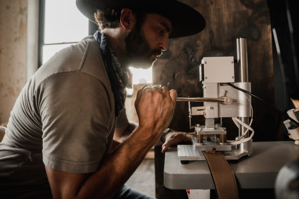 Tyler Grimmett, owner and hatmaker of Memphis + Louie in Oklahoma.