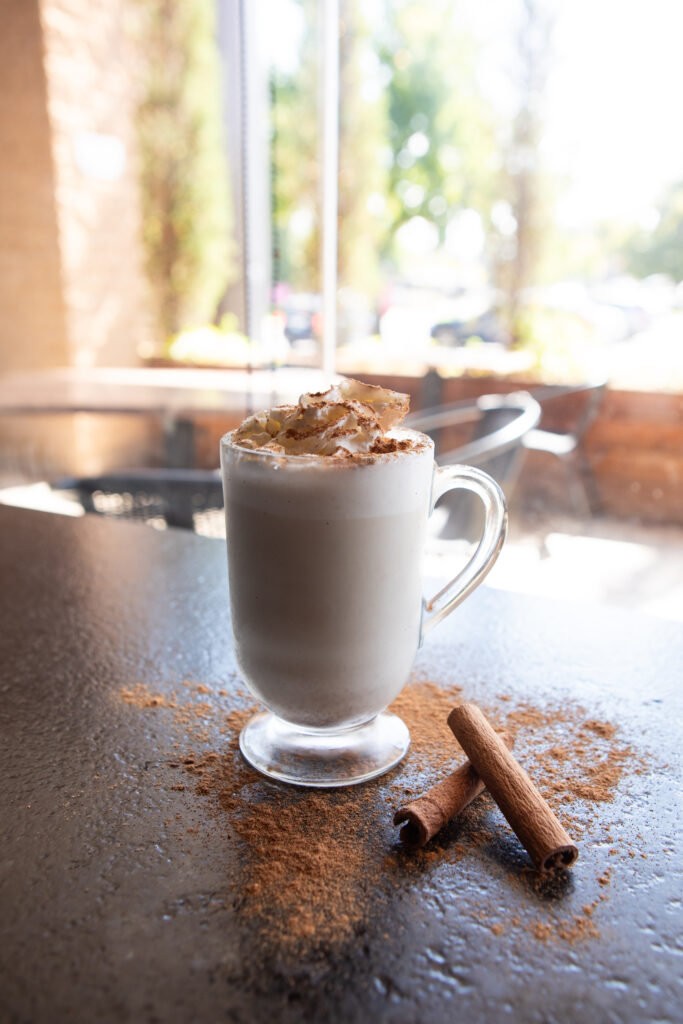 Brown sugar eggnog in a glass