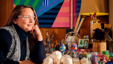 A portrait of owner and artist of Natalie Miller Arts, Natalie Miller.