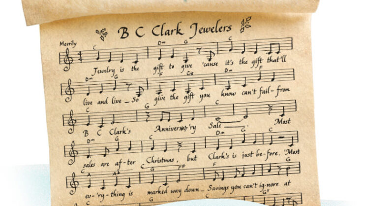 Sheet music for BC Clark Jewelers' Jingle