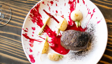 Photo of venison with turnips, beets, chile ash from Farmers Grain