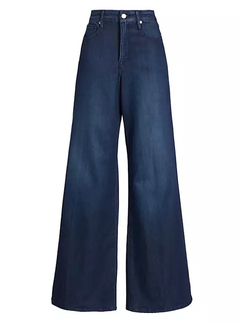 Dark wash high waisted palazzo pants