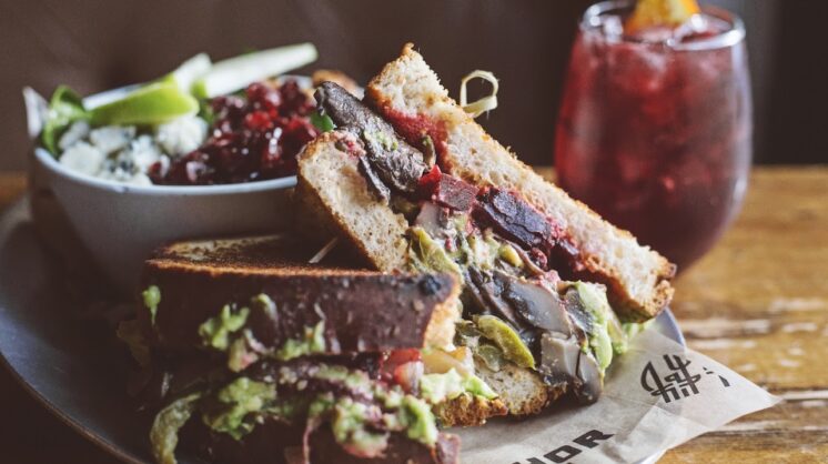 The "Herbivore" sandwich is from vegetarian restaurant The Mule in OKC.