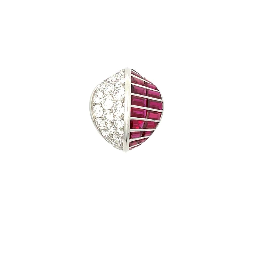 Large ring with diamonds and rubies