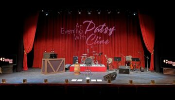 A set stage for the Patsy Cline show at The Pollard Theatre.