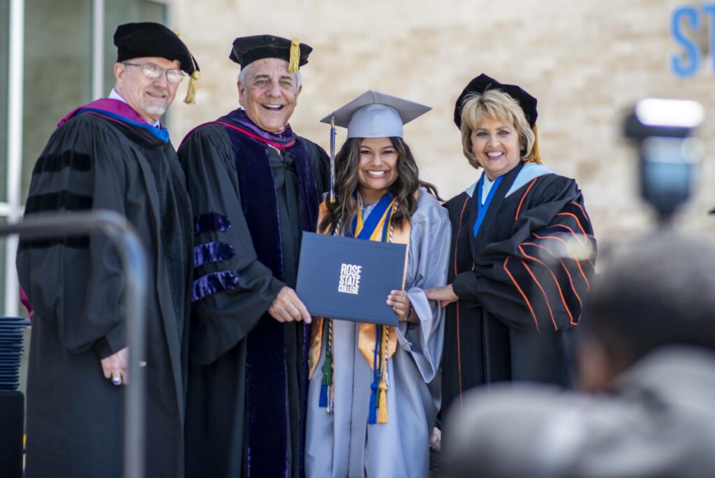 A scene from graduation day at Rose State College.