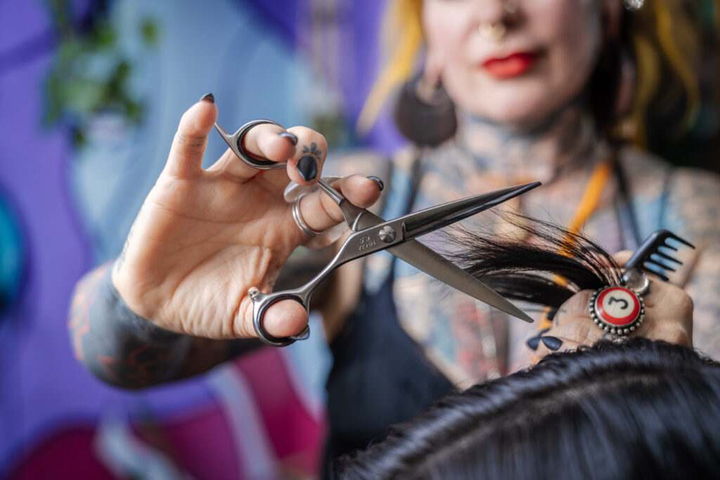Iron Rose Salon owner Misti Byrd holds her go-to industry tool.