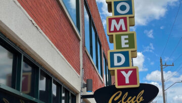 Bricktown Comedy Club Sign in Oklahoma City