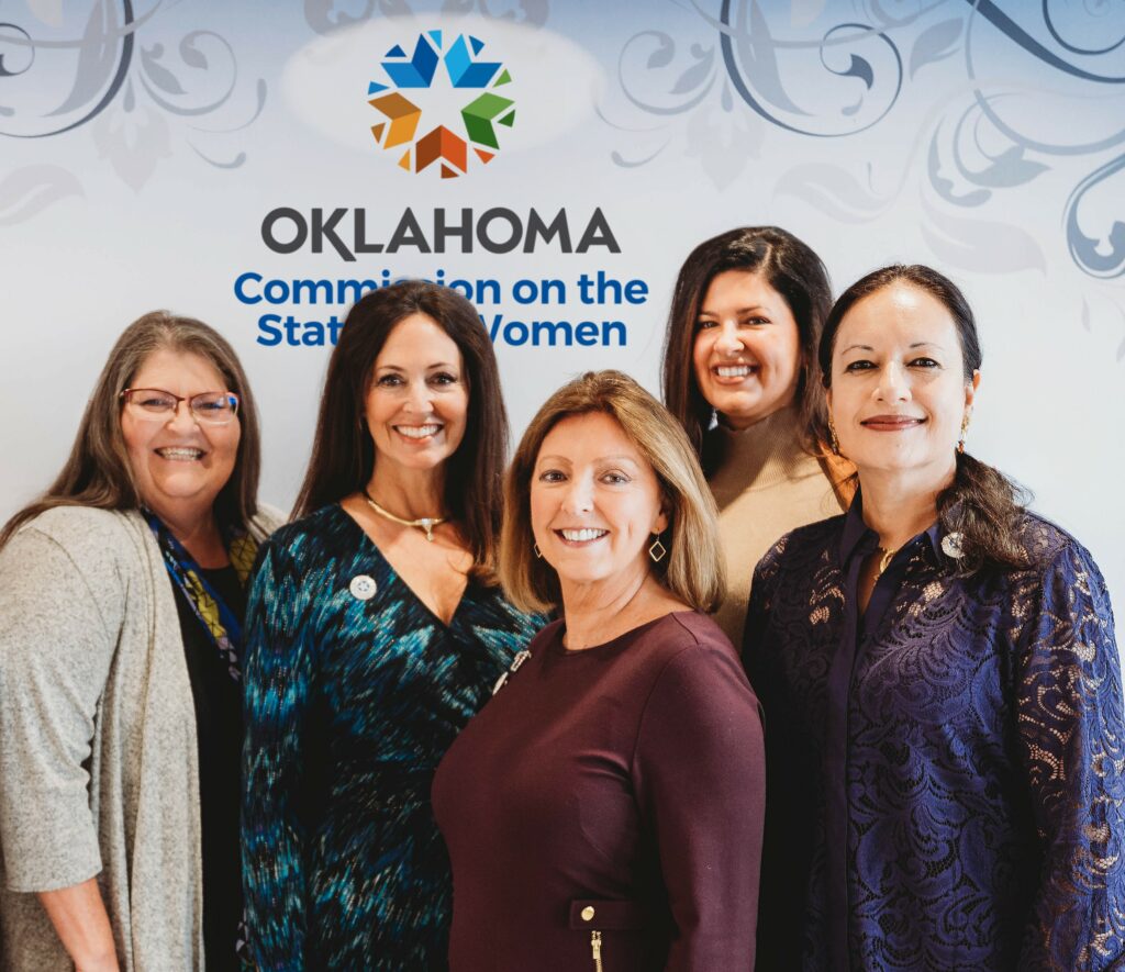 An image of the Oklahoma Commission on the Status of Women reelected officers.