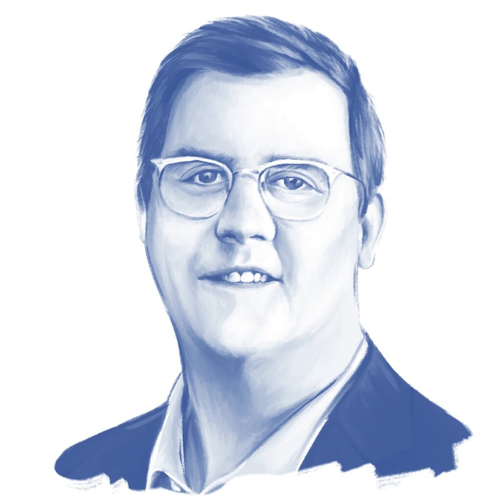 Illustration of Ben Lepak of the State Chamber Research Foundation