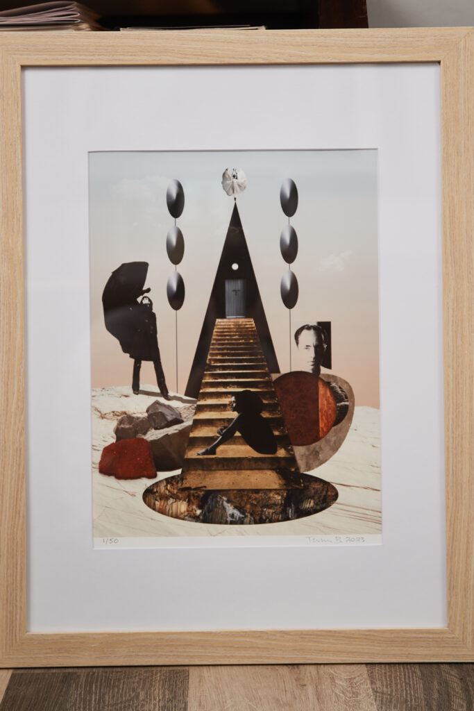 Digital collage titled "A Collected Crowd in the Meantime" by Tammy Brummell. Photographed by Charlie Neuenschwander.