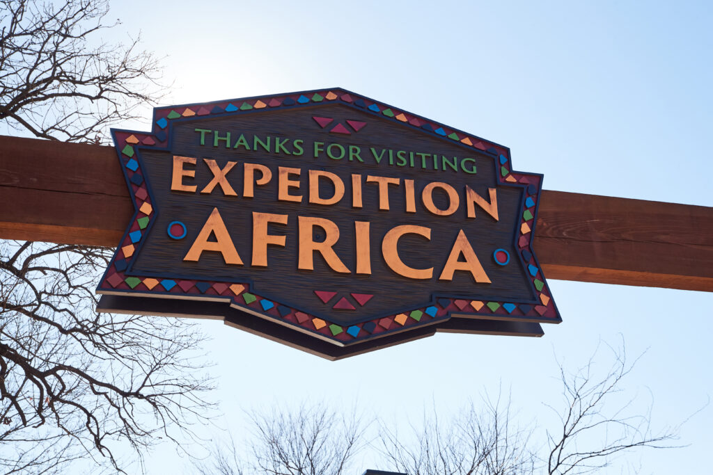 Sign installed for Oklahoma City Zoo's New Exhibit: Expedition Africa. Photographed by Charlie Neuenschwander.