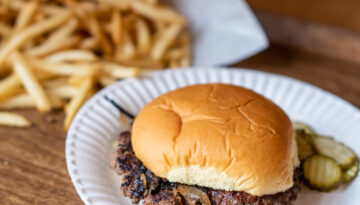 Oklahoma City Film Row District's Sun Cattle Co. Burger and Fries. Photographed by Rachel Maucieri.