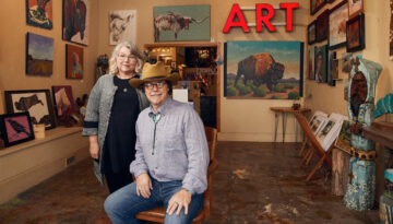 Greg and Denise Erway photographed in their gallery the the Paseo District, Oklahoma City. Photo by Charlie Neuenschwander.
