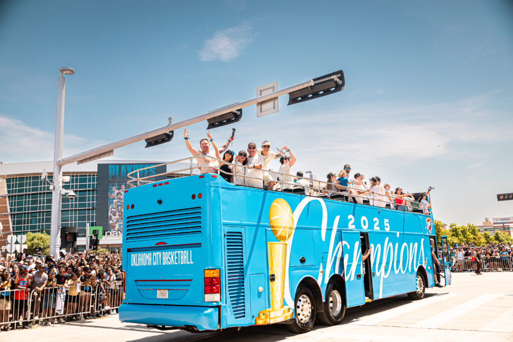 OKC Thunder winning 2025 NBA championship.